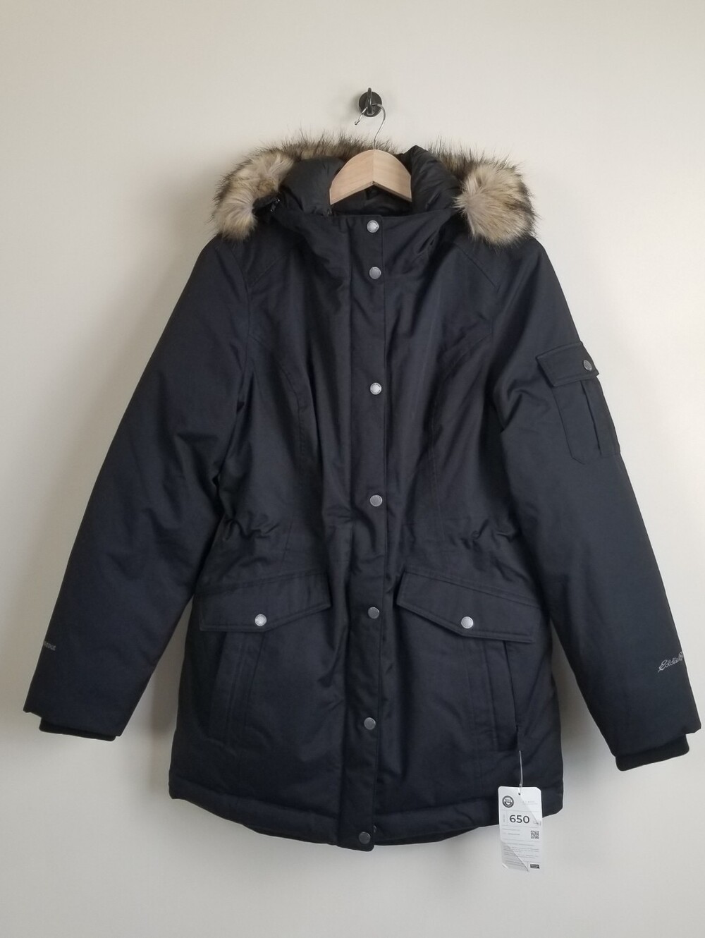 Eddie Bauer Weatheredge 650 Down Park Coat Hood Faux Fur Size Medium NWT